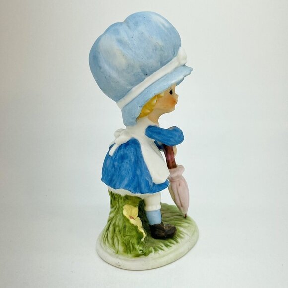Vintage Kelvin Hand Painted Porcelain Figurine Girl wUmbrella Vivid Colors Japan - Picture 7 of 12